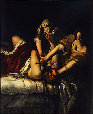 Judith Slaying Holofernes (1614–20), Artemesia Gentileschi,  oil on canvas, Galleria degli Uffizi, Florence