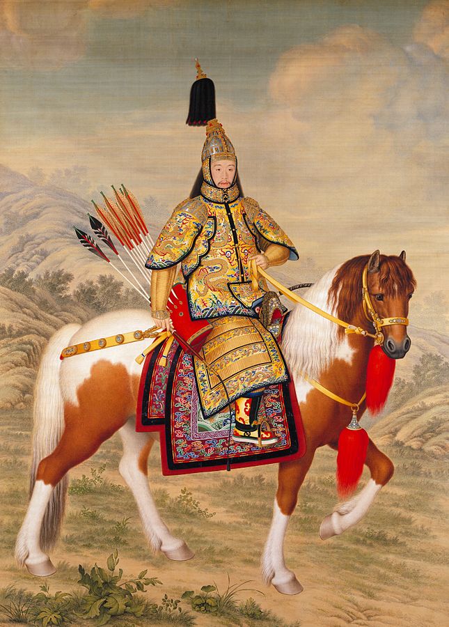 The Qianlong Emperor in Ceremonial Armour on Horseback (1758) by Giuseppe Castiglione, ink and colour on silk, Palace Museum, Beijing