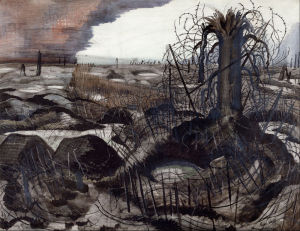 The Wire (1918-19) Paul Nash, ink, chalk, watercolour on paper,  Imperial War Museum, London