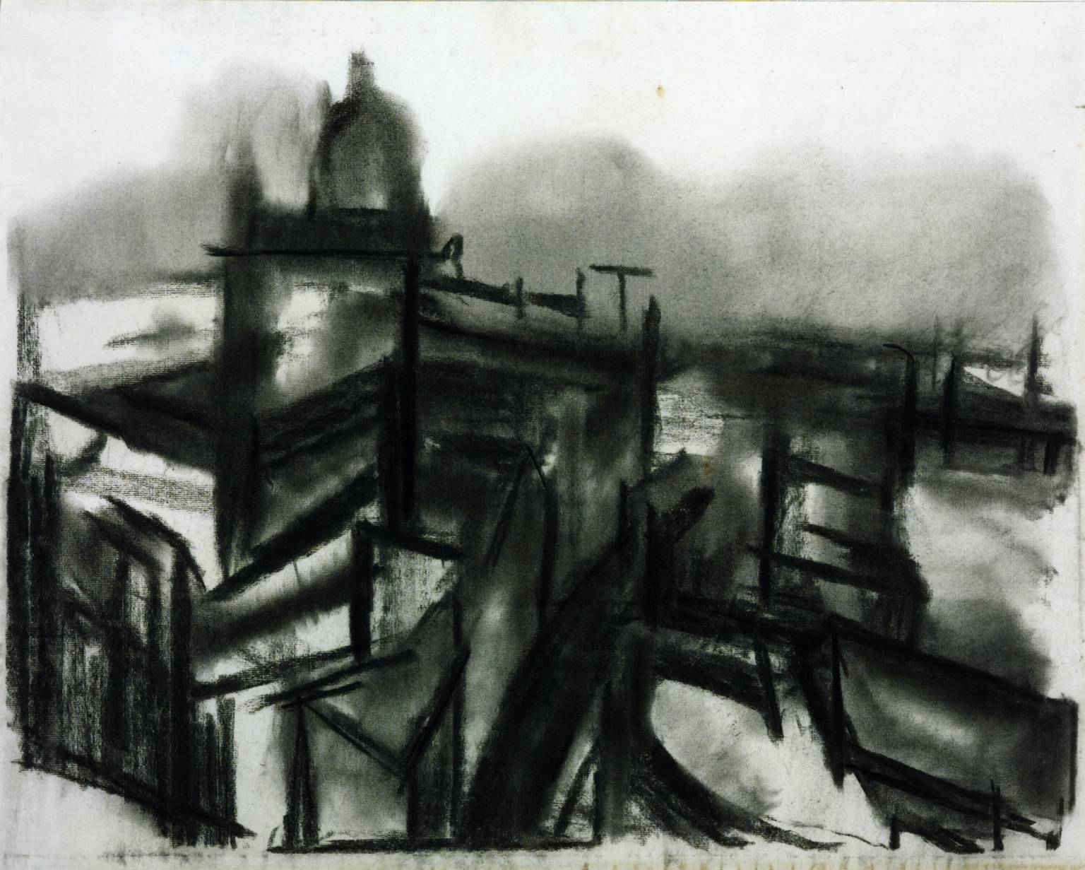 St Paul's and River (1945) David Bomberg, charcoal on
