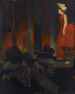 The Music Hall or The P.S. Wings in the O.P. Mirror (1888–9) Walter Sickert, oil on canvas, Musées de la Ville de Rouen