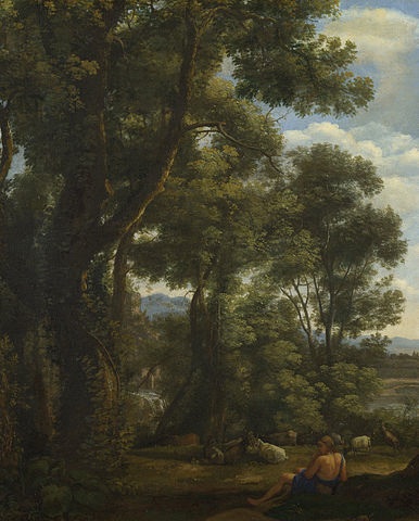 Landscape with A Goatherd and Goats (1836-7) by Claude Lorraine, oil on canvas, National Gallery, London