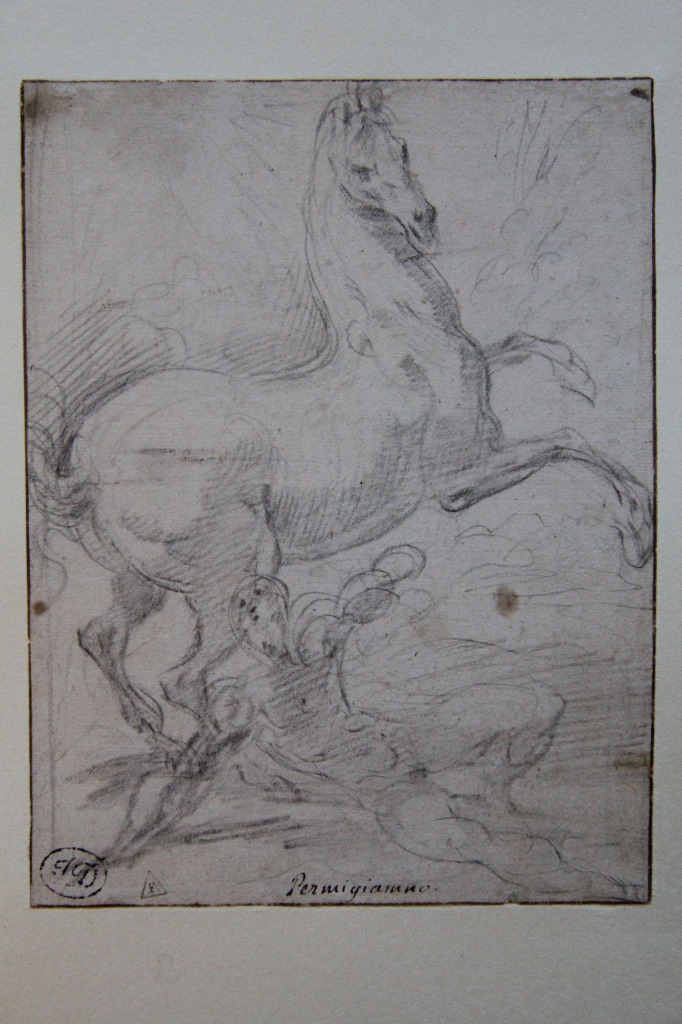 Conversion of Saint Paul by Parmigianino, black chalk on paper