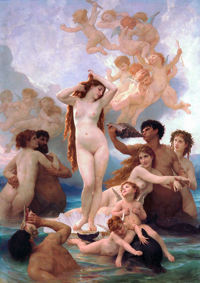 The Birth of Venus (1879) by William-Adolphe Bouguereau, oil on canvas, Musée d'Orsay, Paris