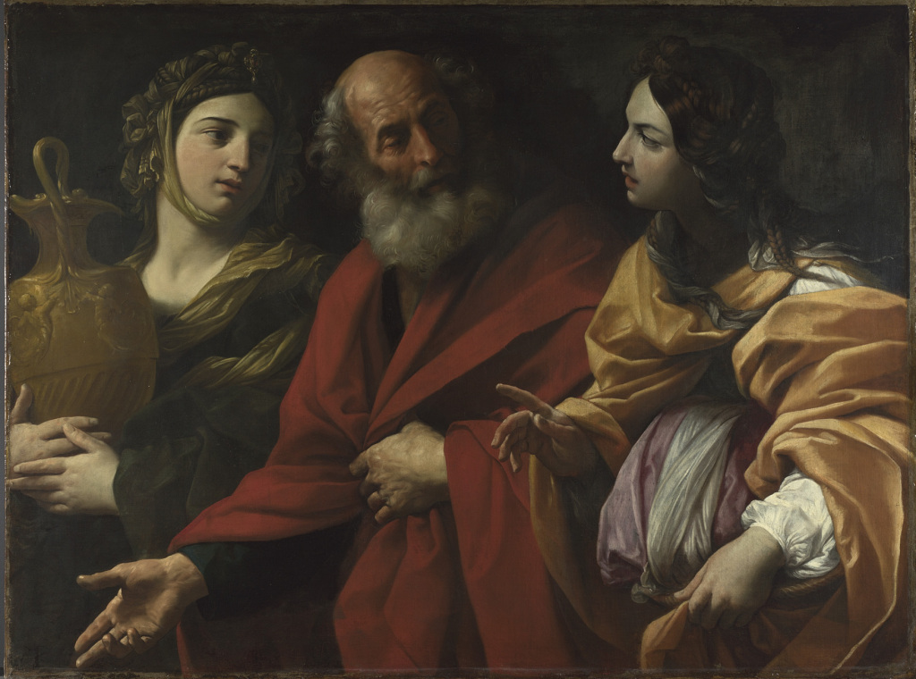 Lot and his Daughters leaving Sodom (1615-16) by Guido Reni, oil on canvas, (c) National Gallery, London