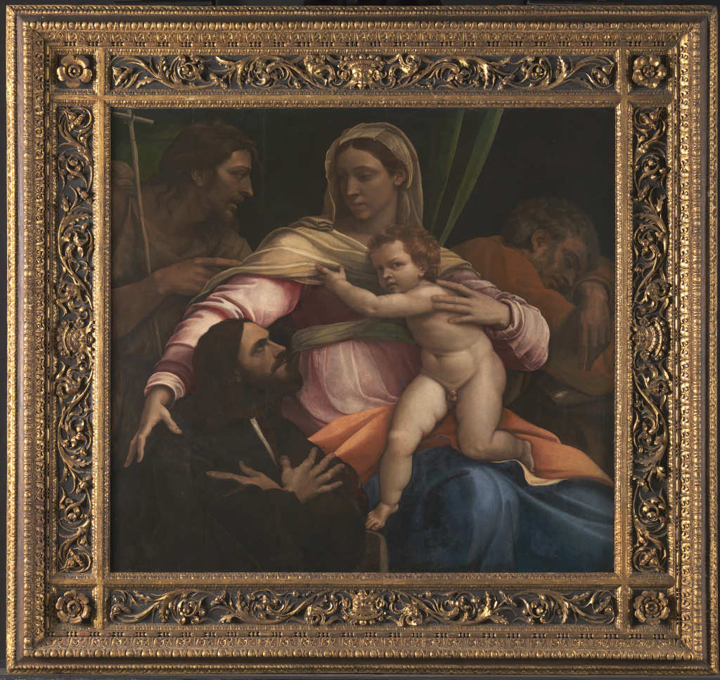The Virgin and Child with Saint Joseph, Saint John the Baptist and a Donor (1517) by Sebastiano del Piombo, oil on wood, © The National Gallery, London 